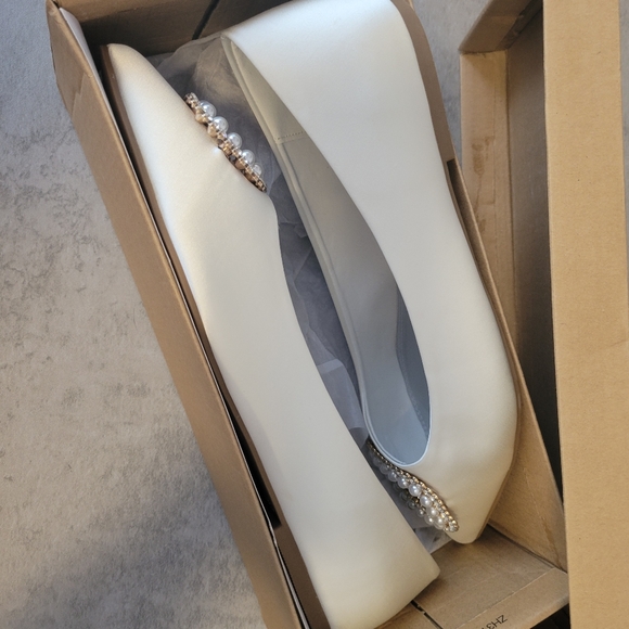 Bridal size 10  ASOS DESIGN Wide Fit Laura embellished ballet flats - Picture 3 of 6